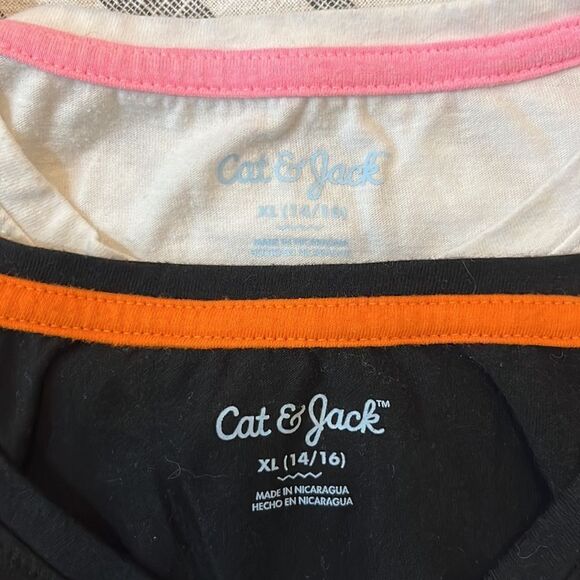 🌴 Cat & Jack Halloween T-Shirt XL/14-16 Black or White - Picture 2 of 5
